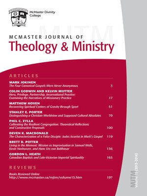 cover image of McMaster Journal of Theology and Ministry